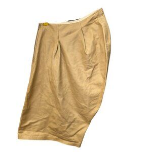 charles warren neutral butter leather asymmetrical deconstructed pencil skirt S